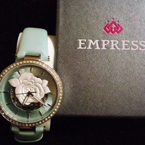 Empress Anne Automatic Semi-Skeleton Leather-Band Ladies Watch